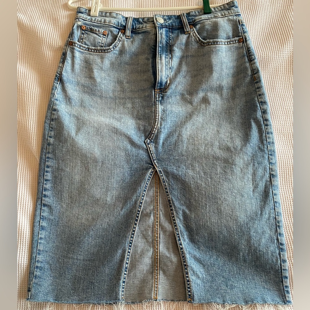 Bootlegger midi length Jean Skirt. Size 29 waist.